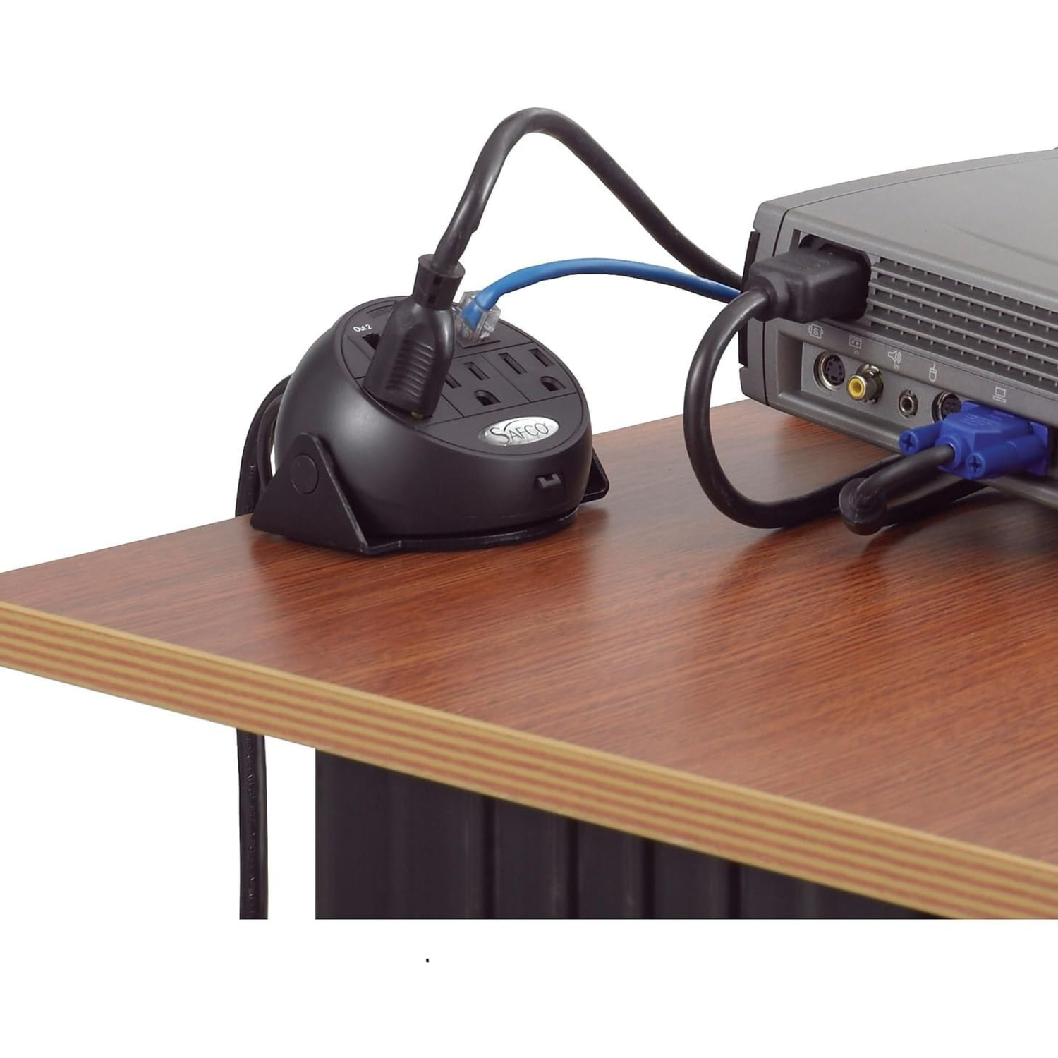 2059BL-Safco-Black-Clamp-On-Power-Module-surge-protector-for-conference-table