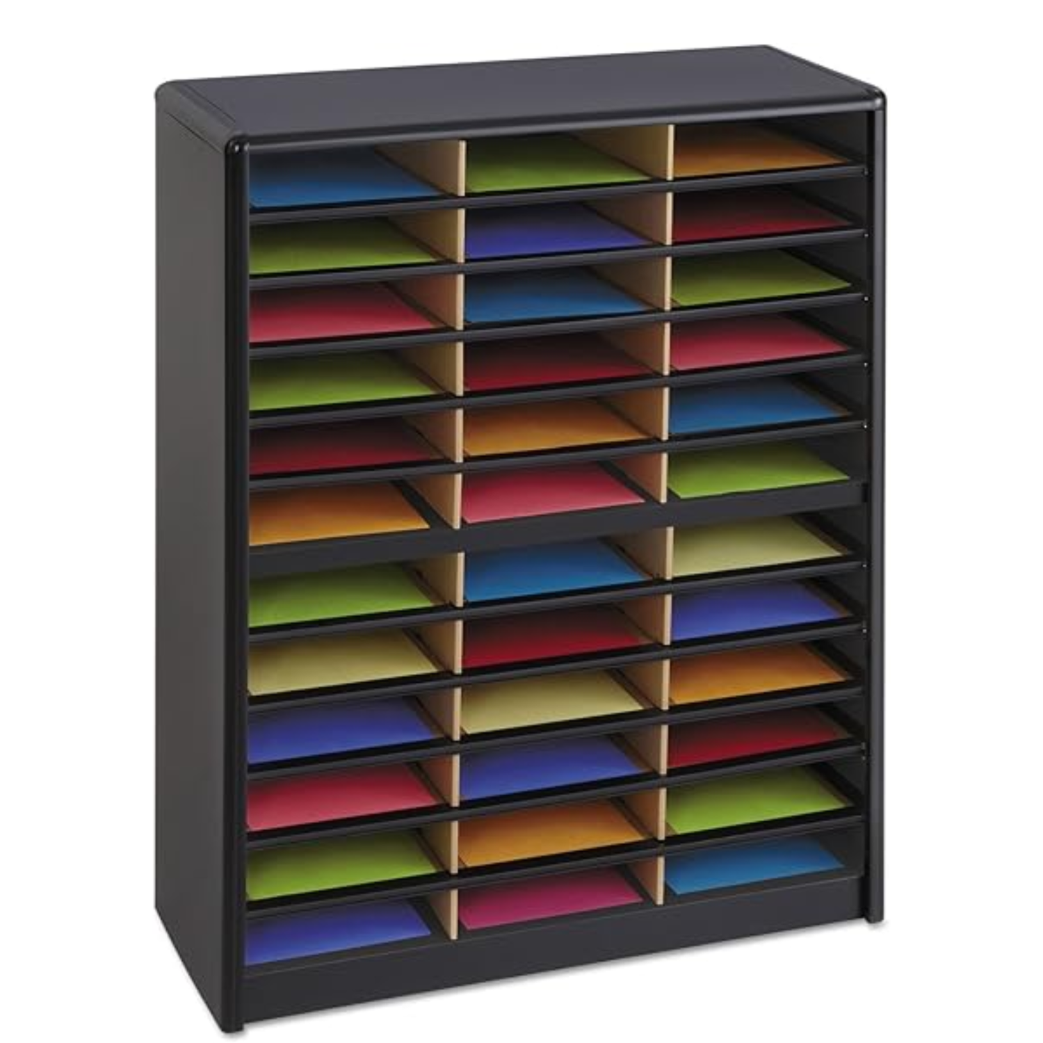 36-slot-literature-sorter-black-finish-Safco-7121BL-office-document-storage