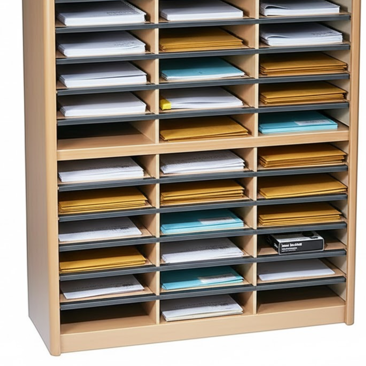 36-slot-literature-sorter-medium-oak-finish-Safco-7121MO-office-document-storage