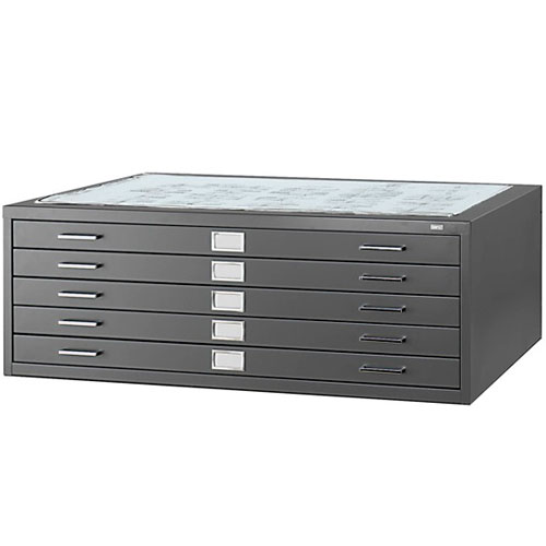 Safco 5 Drawer Steel Flat File for 30 x 42 Documents 4996BLR (Black)