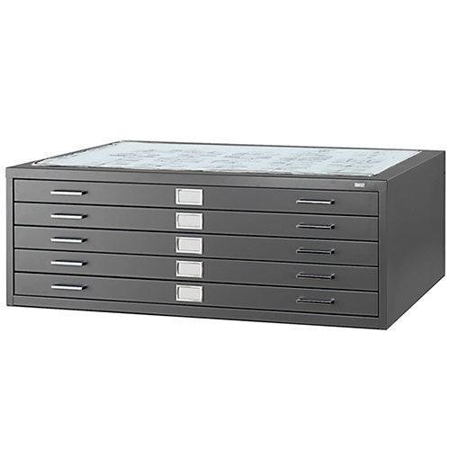 Safco 5 Drawer Steel Flat File for 36 x 48 Documents 4998BLR (Black)