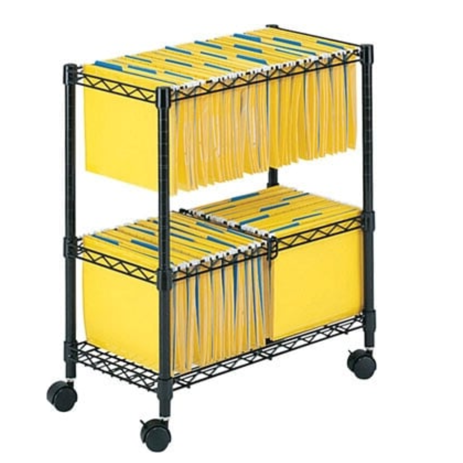 5278BL-Safco-Black-2-Shelf-Rolling-File-Cart-Office-Organizer