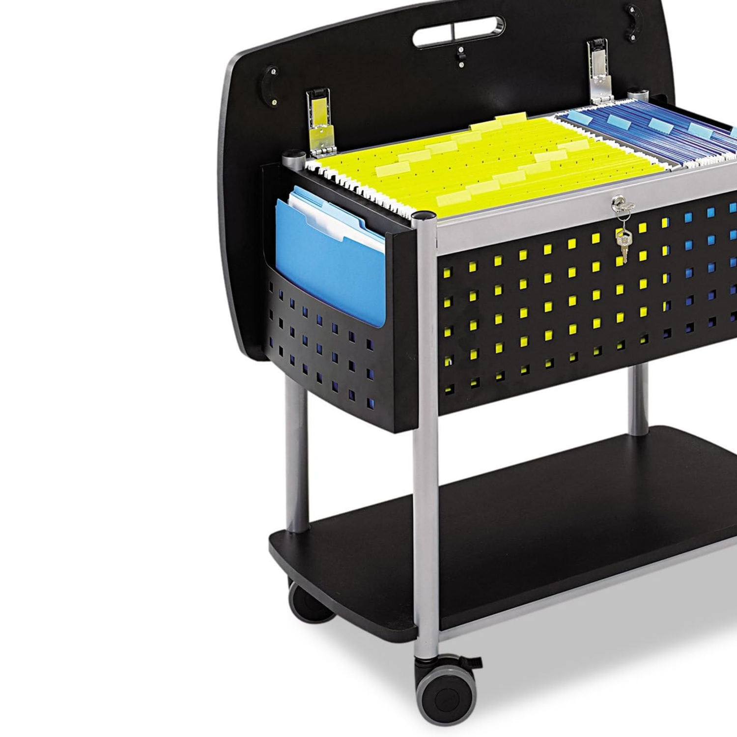 5370BL-Safco-Scoot-Mobile-File-black-storage-cart-with-laminate-work-surface