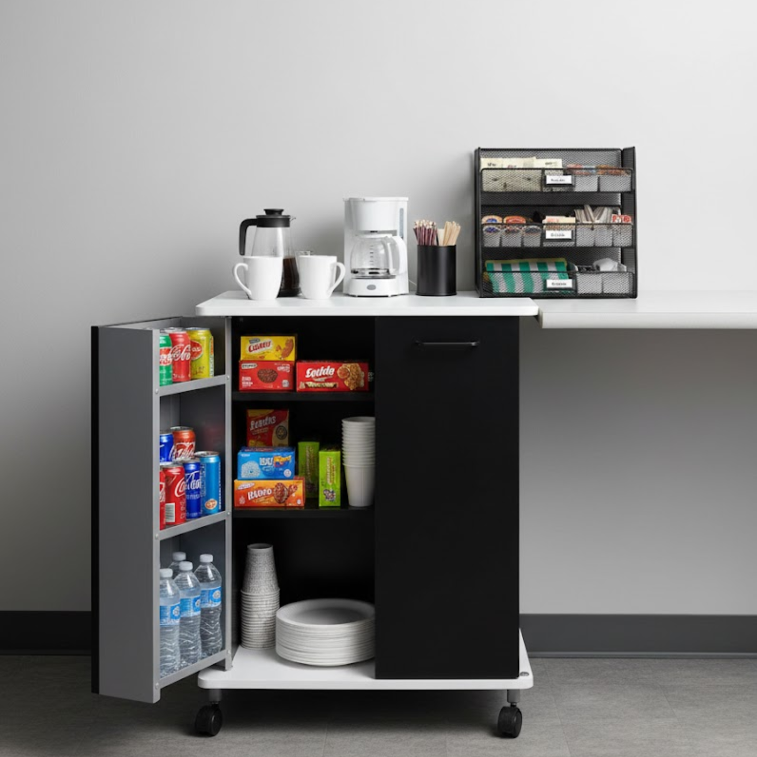 8963BL-Safco-Black-Refreshment-Stand-office-hospitality-coffee-tea-station