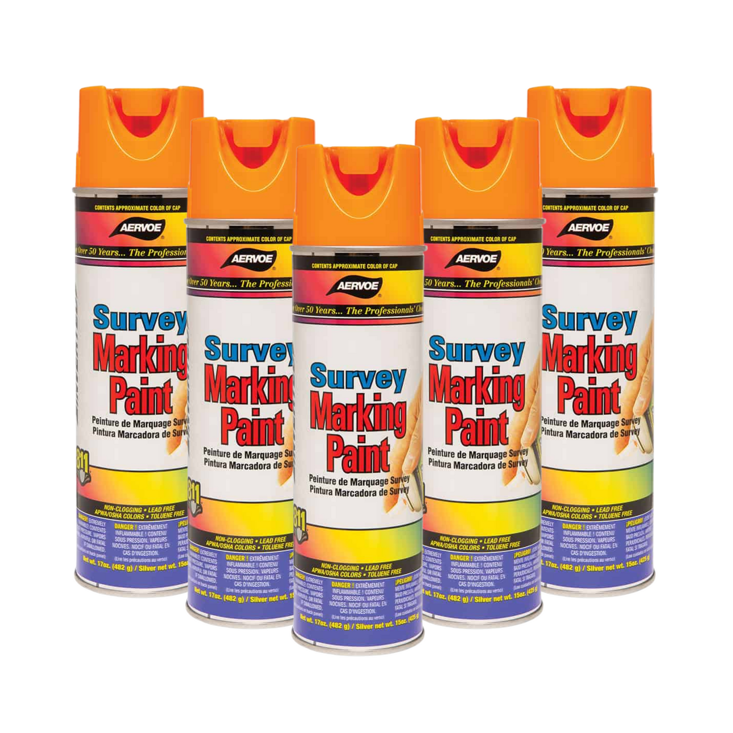 Aervoe-Water-Based-Upside-Down-Marking-Paint-2222-Fluorescent-Orange-Case-of-12