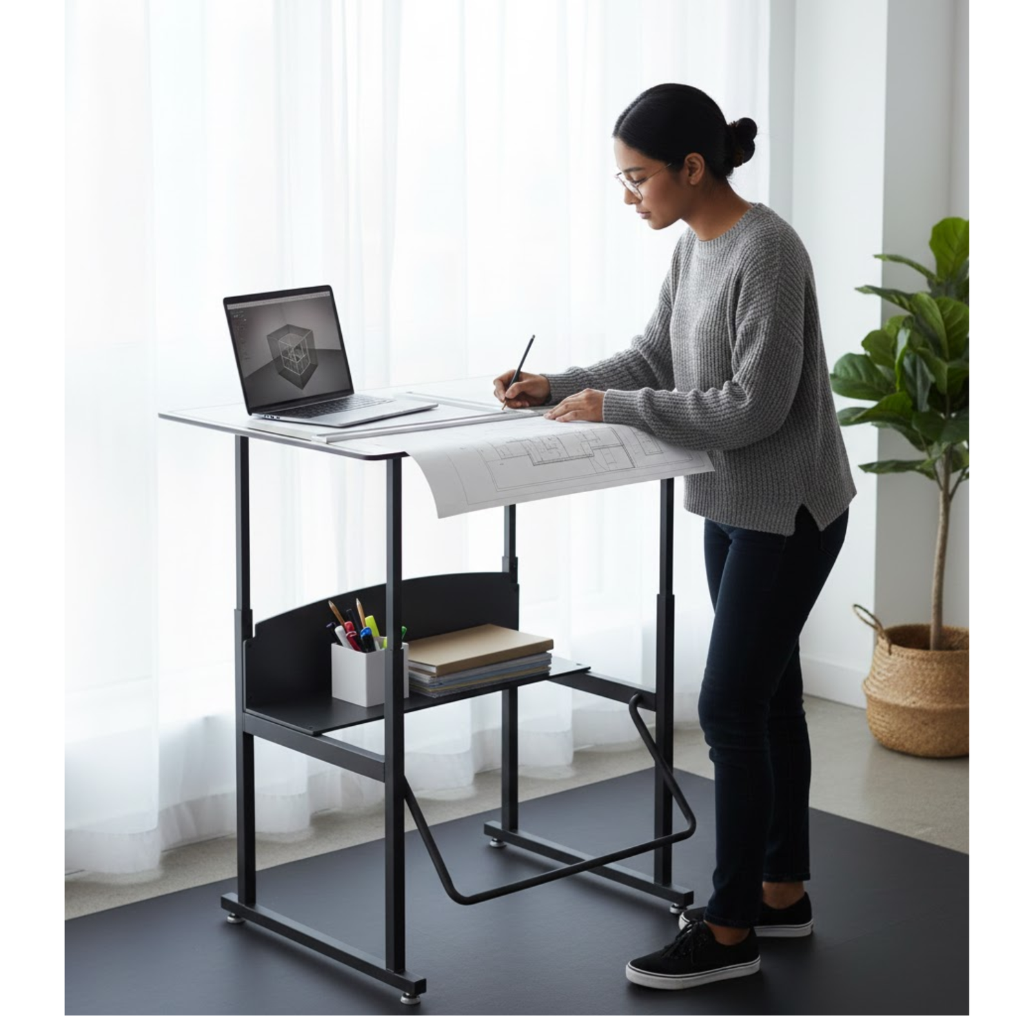 AlphaBetter-1208GR-Adjustable-Desk-Gray-Premium-Top-36-inch-by-24-inch-office-furniture