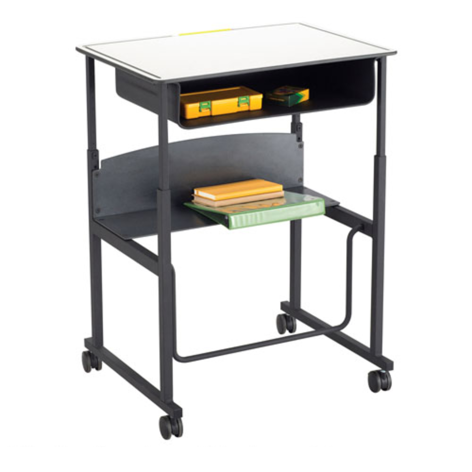 AlphaBetter-Sit-Stand-Desk-Safco-Beige-Top-with-Integrated-Book-Box