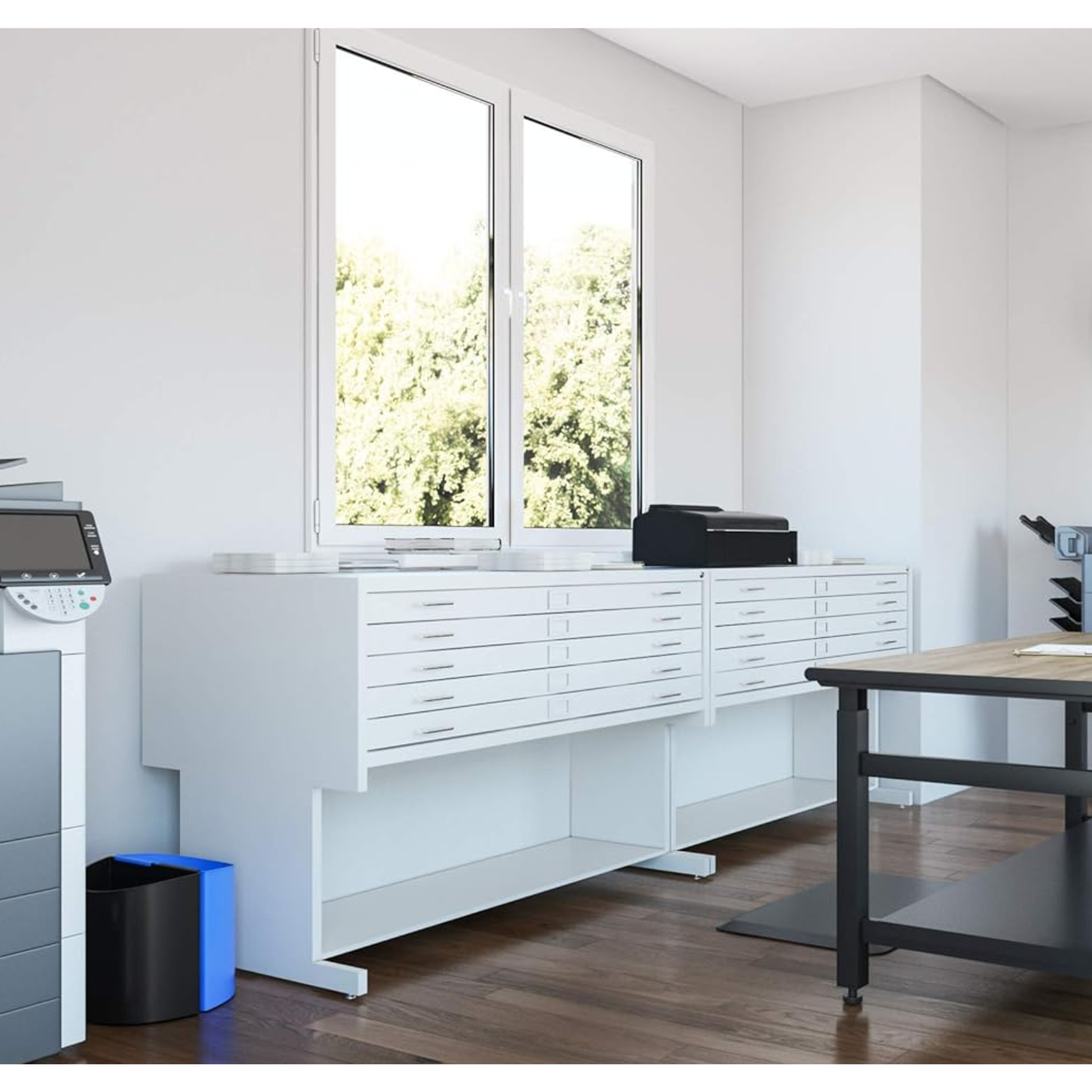 Black-Blue-Recycling-Basket-for-Office-Cubicle-Small-Size