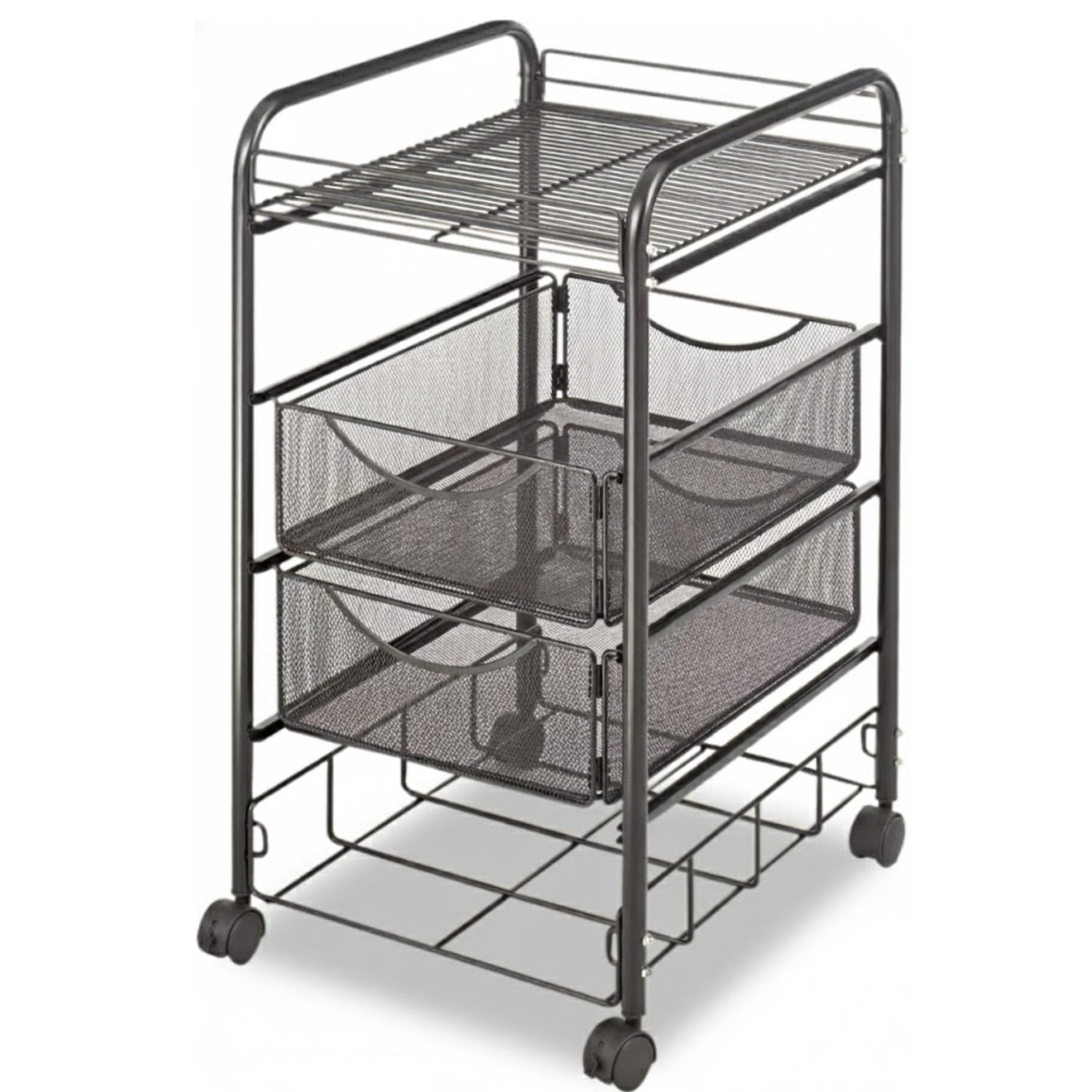 Black-Rolling-Mesh-Storage-Cart-Safco-5214BL-Four-Drawer-System