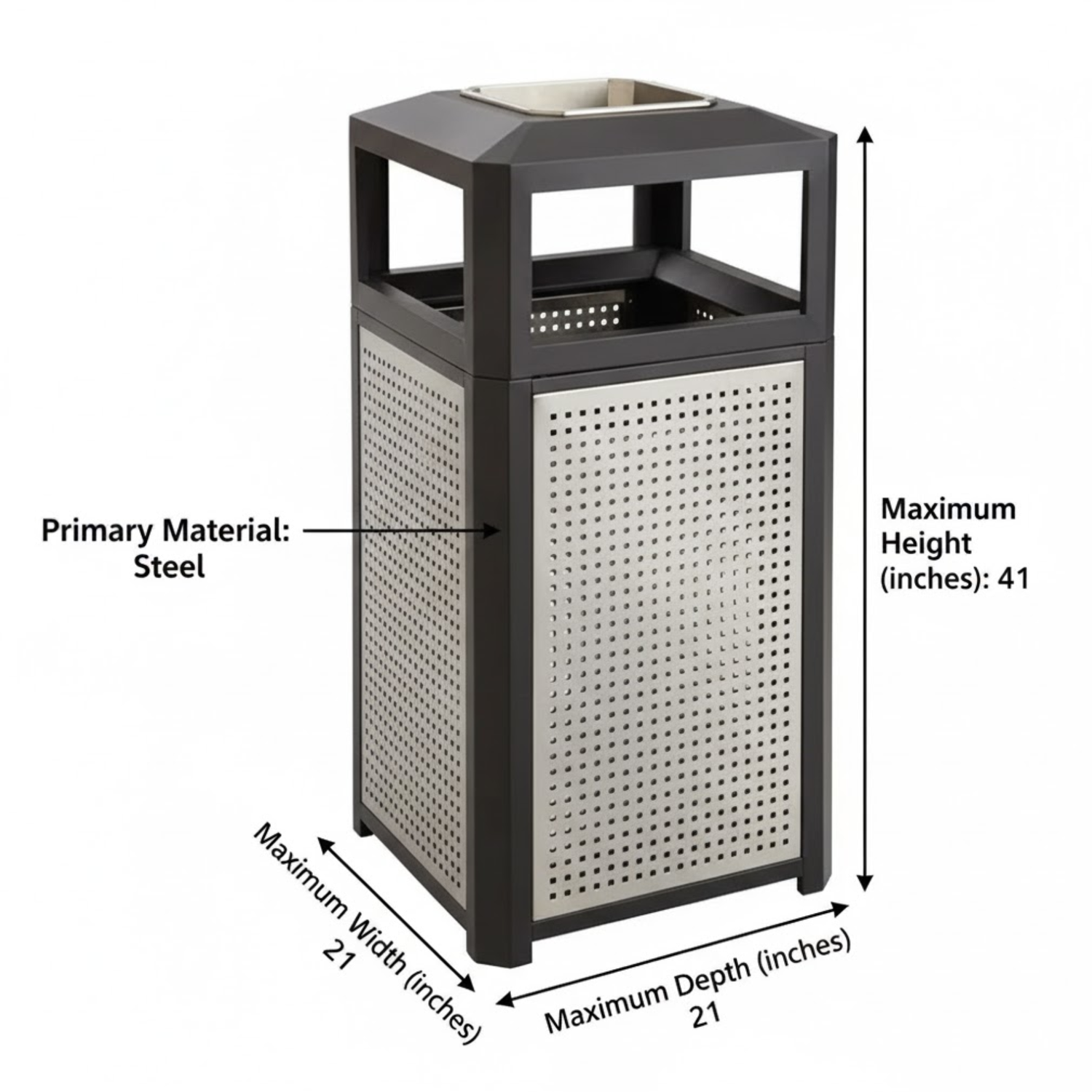 Black-Steel-Garbage-Can-with-Ash-Urn-Top-Safco-Evos-Series-High-Capacity