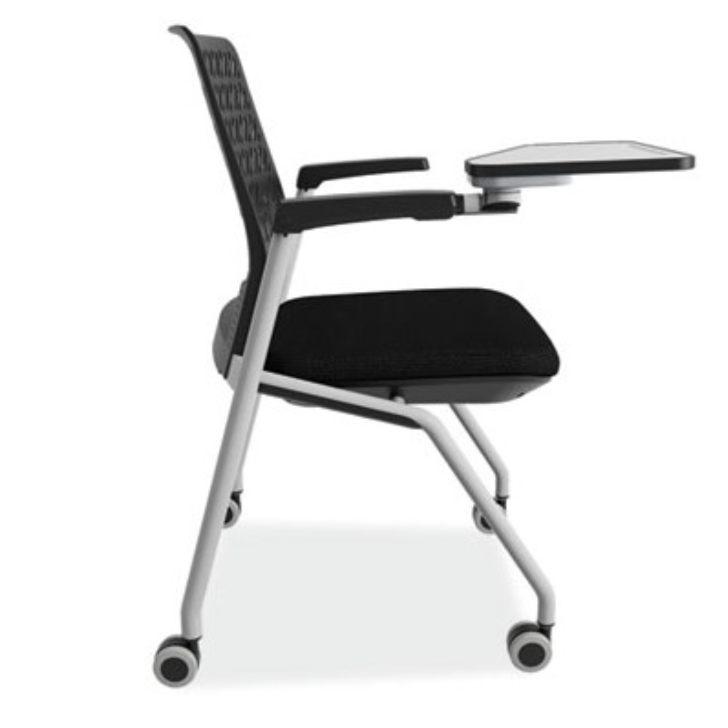 Black-Thesis-Chair-Safco-Nesting-Stacking-Tablet-Desk-2-Chairs-Space-Saving-Writing-Surface