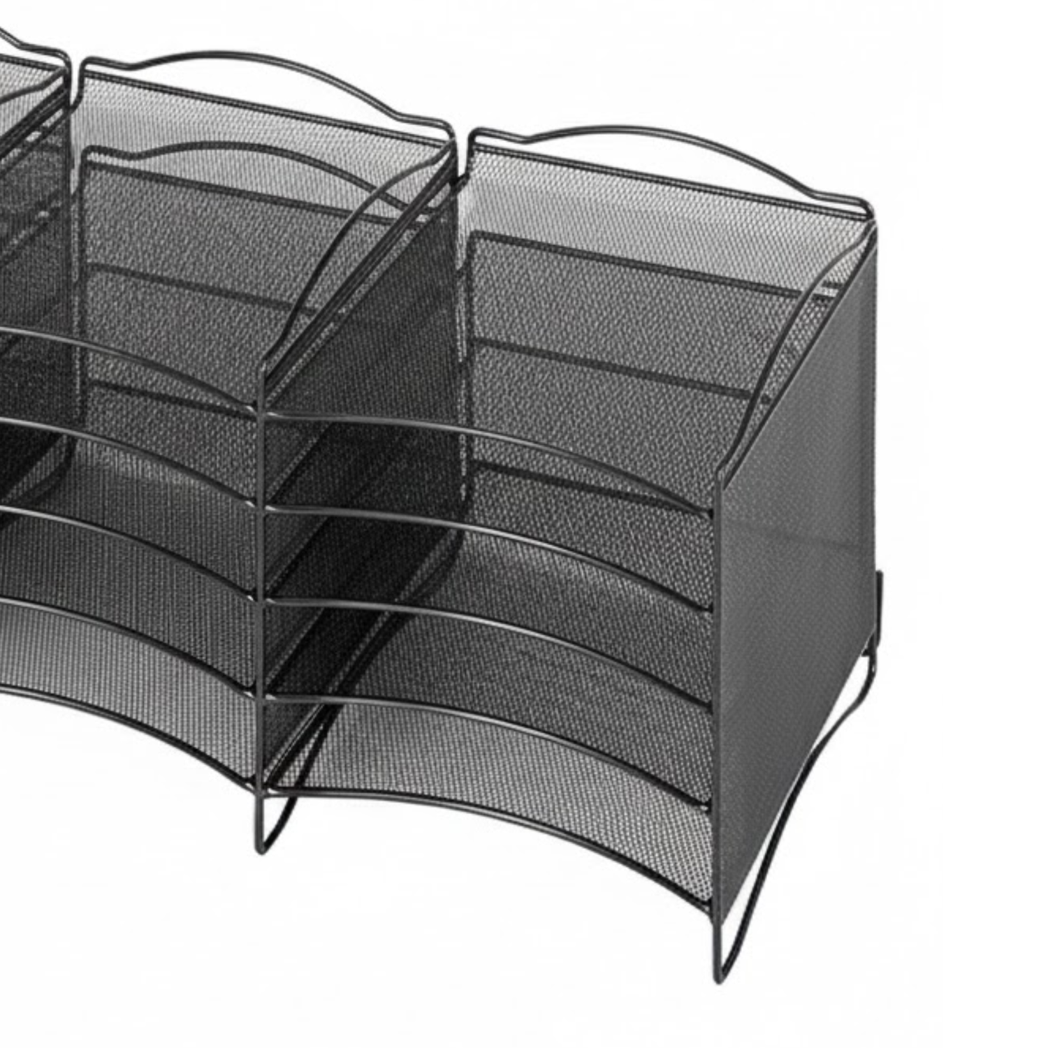 Black-mesh-desktop-literature-organizer-twelve-slots-Safco-9430BL