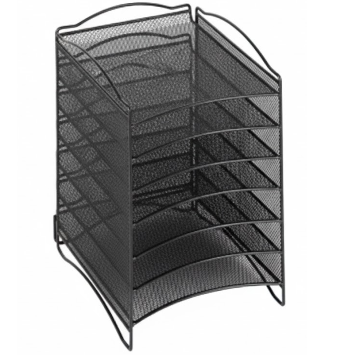 Black-mesh-literature-organizer-six-slots-Safco-9431BL-document-storage