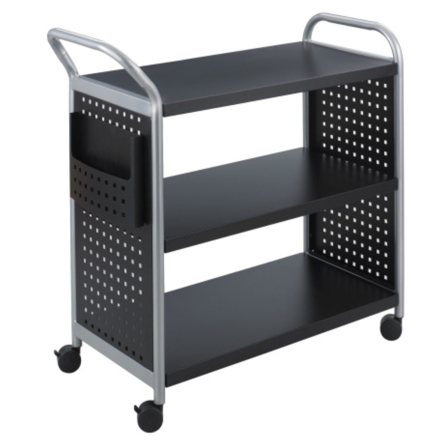 Black-multimedia-utility-cart-Safco-Scoot-5339BL-audio-visual-equipment-trolley