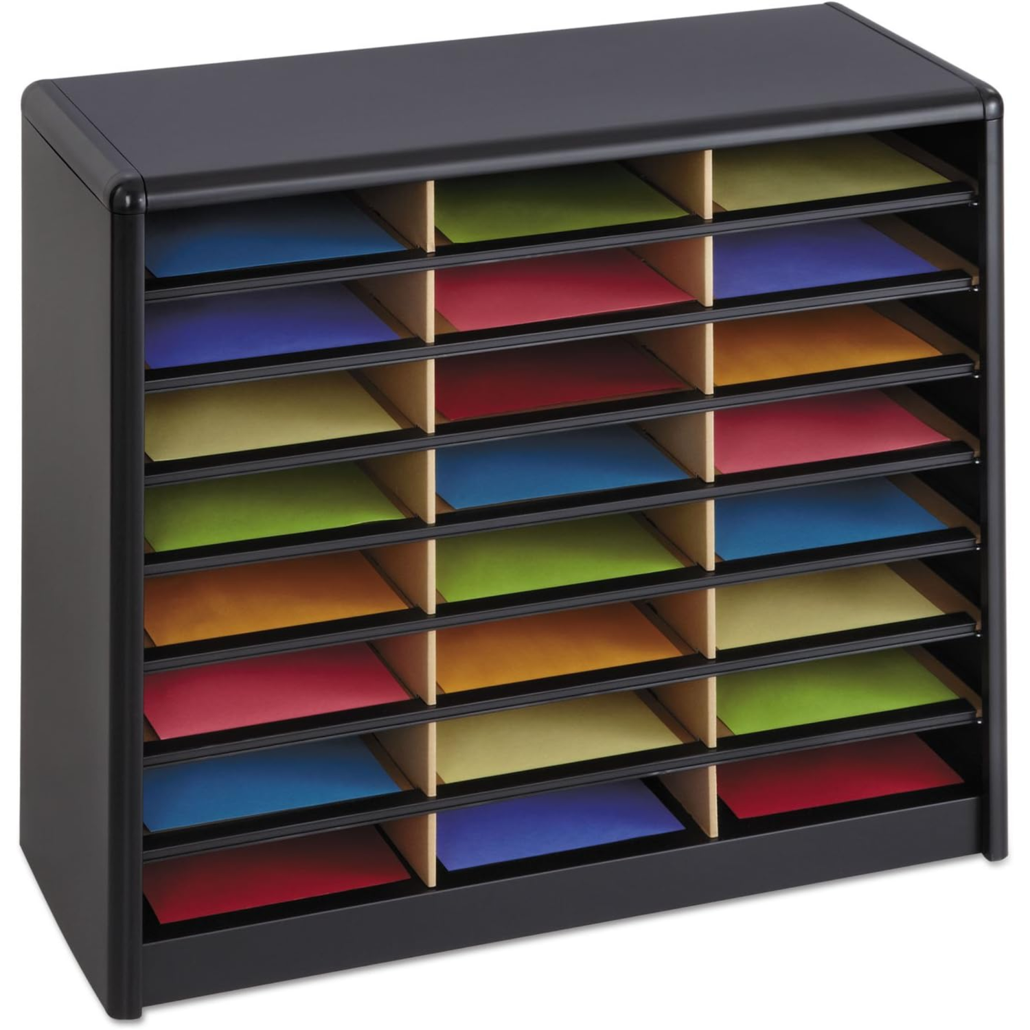 Black-safco-7111bl-24-slot-mail-sorter-organizer