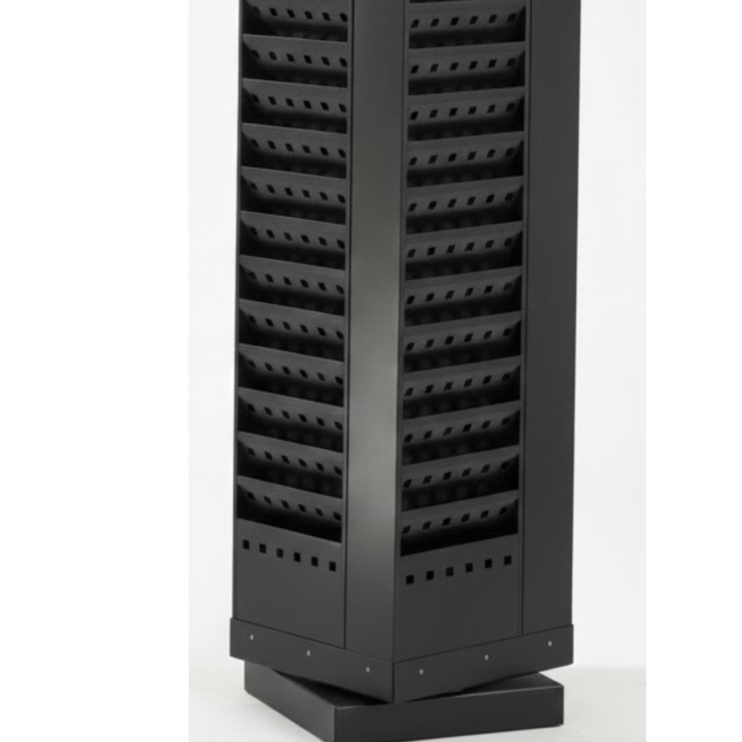 Black-steel-rotating-magazine-rack-92-pockets-Safco-4325BL-floor-standing-display