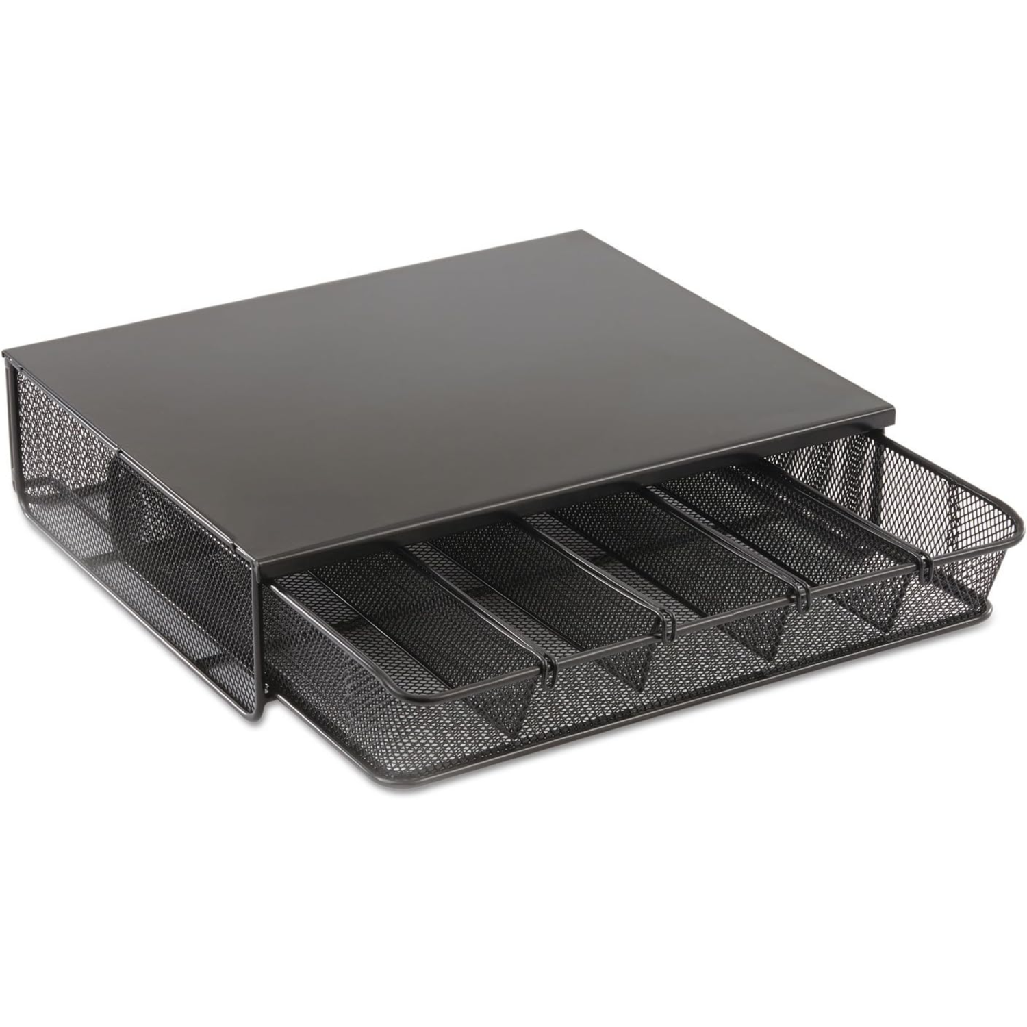 Black-storage-unit-single-drawer-Safco-Onyx-Hospitality-Organizer-breakroom-caddy