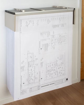 Brookside Design Premium Blueprint Drop Lift Wall Rack Bundle with a Dozen 18" Clamps DL1218