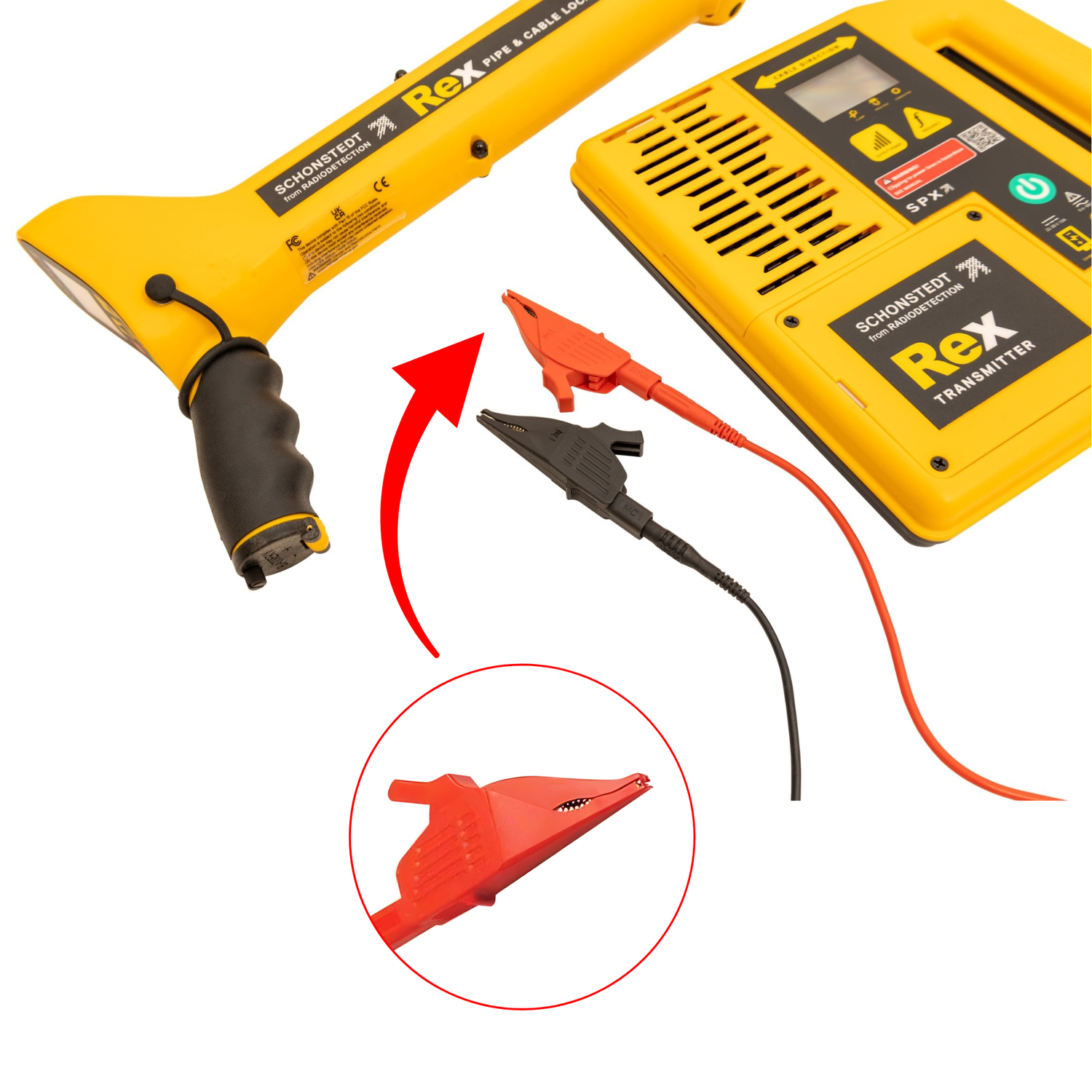 C91010-Red-Alligator-Clip-for-Schonstedt-REX-XTpc-Plus-Locators