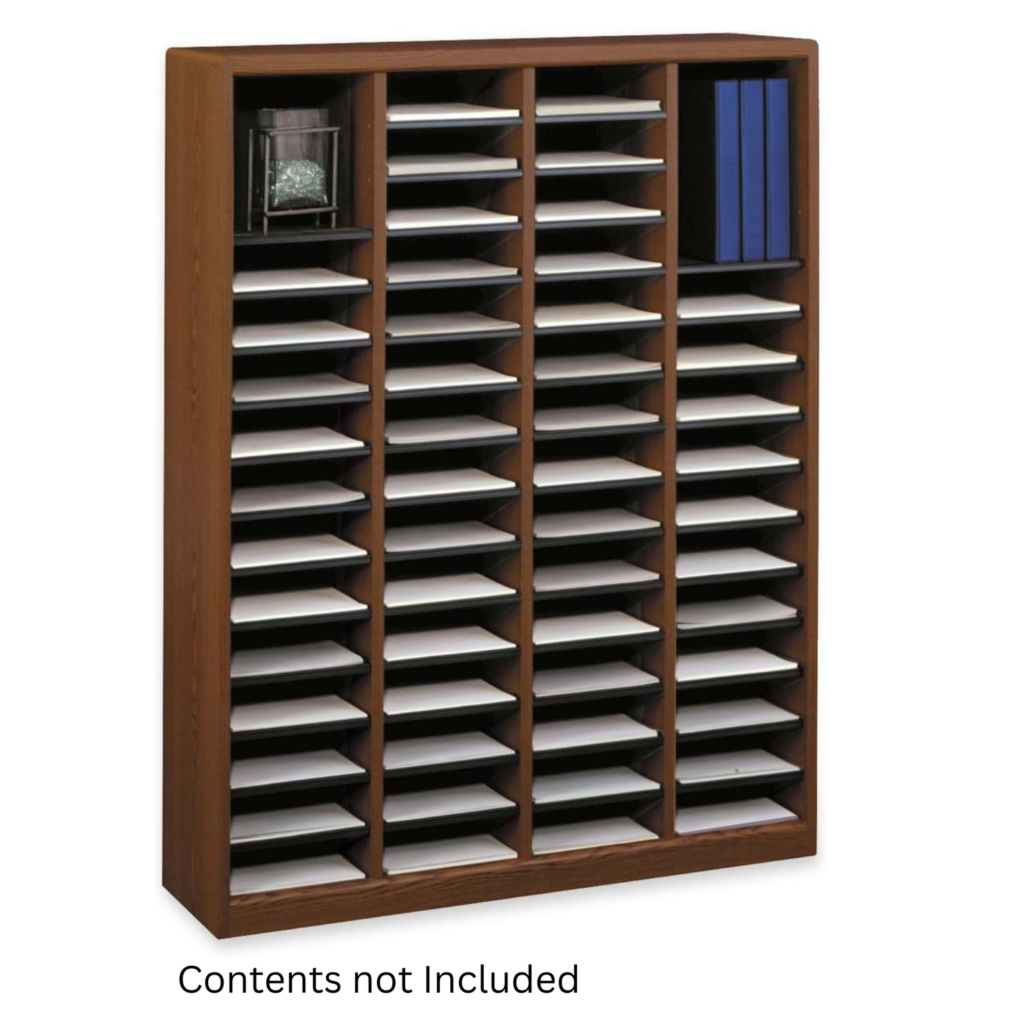 Cherry-wood-literature-organizer-60-compartments-Safco-9331CY-filing-system