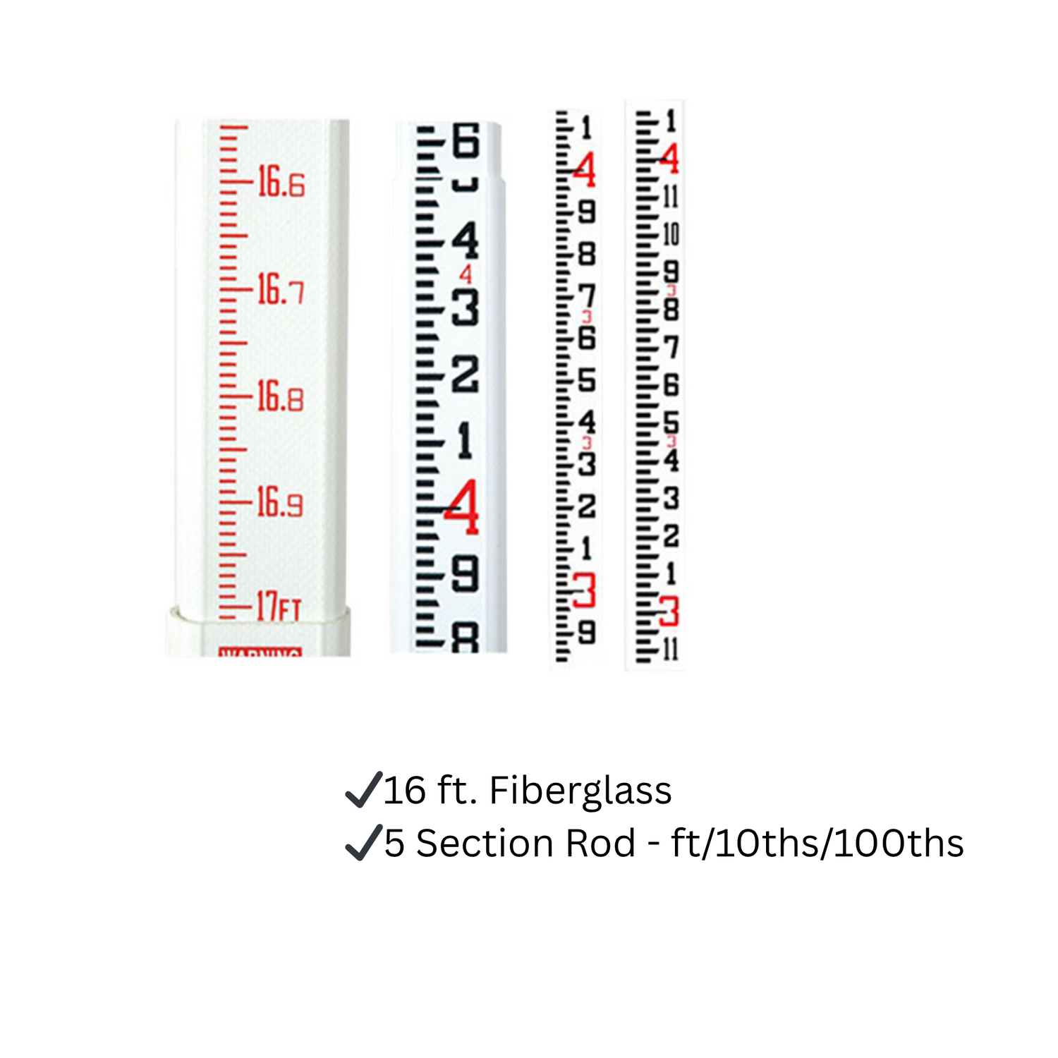 Durable-Futtura-16-ft-Fiberglass-Grade-Rod-5-Section-ft-10ths-100ths-Scale-06-916A