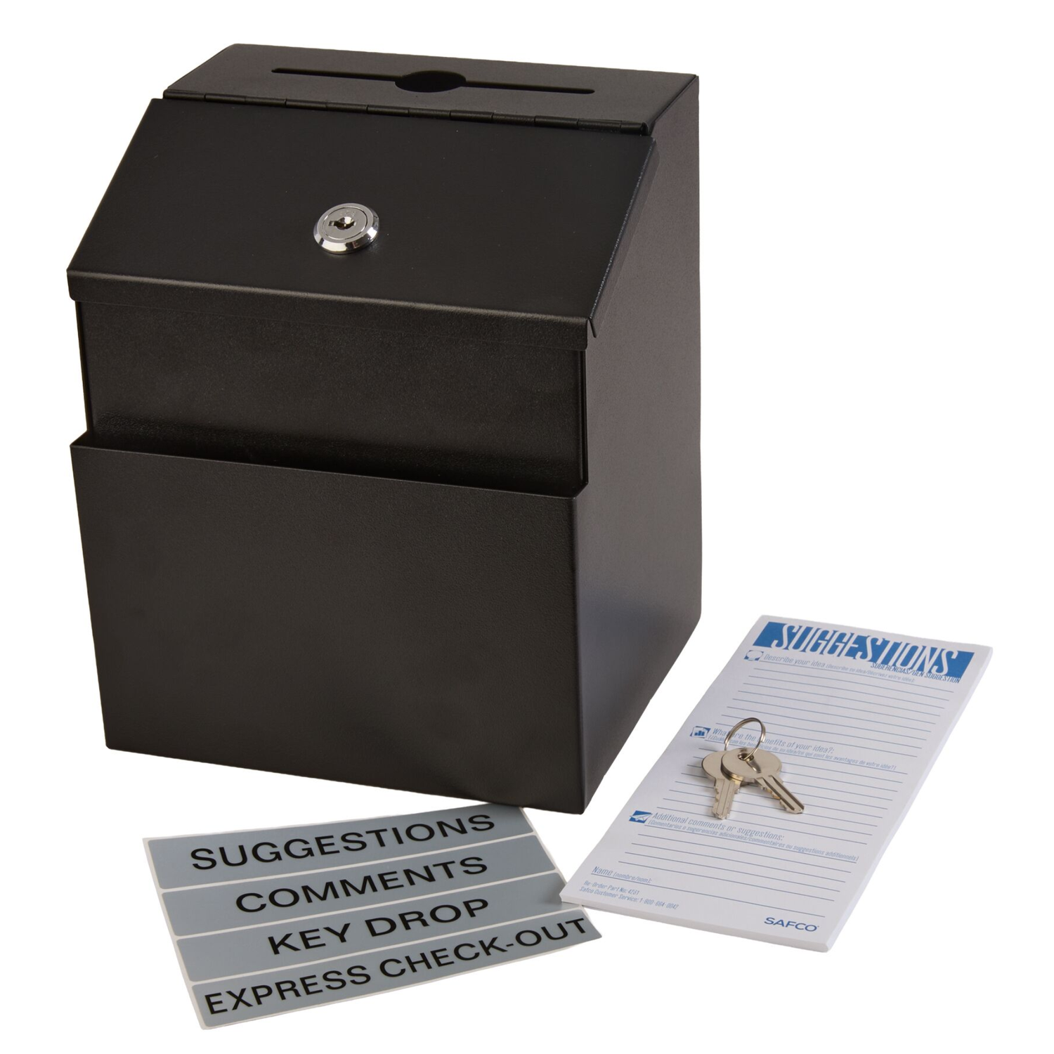 Durable-steel-Safco-Suggestion-Box-4232BL-for-office-feedback