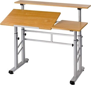 Safco Height Adjustable Split Level Drafting Table 3965MO (Medium Oak)
