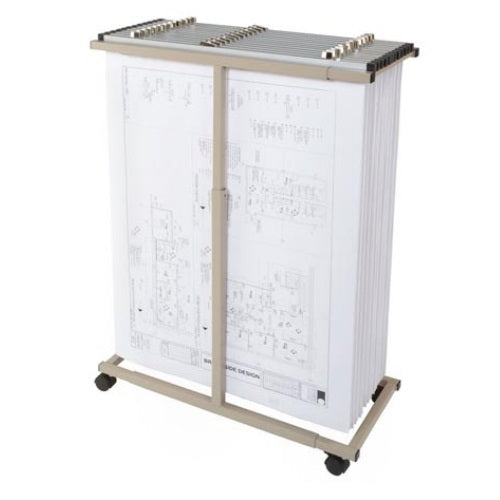 Brookside Design Premium Mobile Plan Center Blueprint Rack Bundle with a Dozen 24 Clamps MV1224