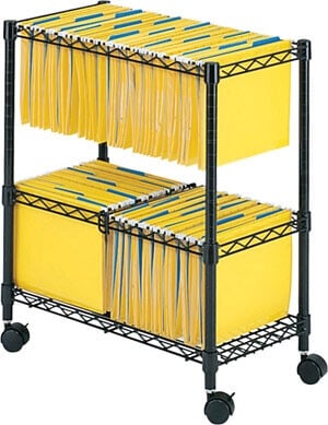 Safco 2-Tier Rolling File Cart 5278BL (Black)