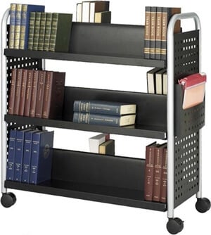 Safco Scoot Double Sided 6 Shelf Book Cart 5335BL (Black)
