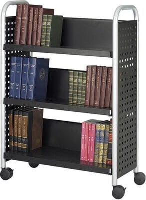 Safco Scoot Single Sided 3 Shelf Book Cart 5336BL - Titan Tools Direct