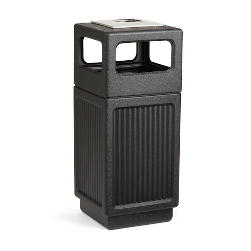 Safco Canmeleon Recessed Panel Side Opening with Urn Receptacle, 15 Gallon 9474BL (Black) - Titan Tools Direct