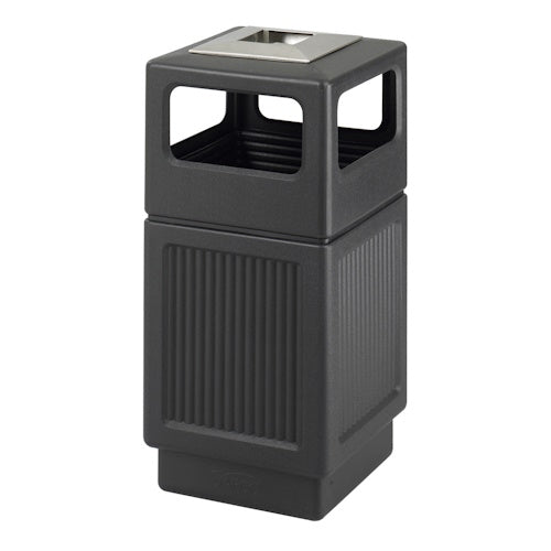 Safco Canmeleon Recessed Panel Side Opening with Urn Receptacle, 38 Gallon 9477BL (Black) - Titan Tools Direct