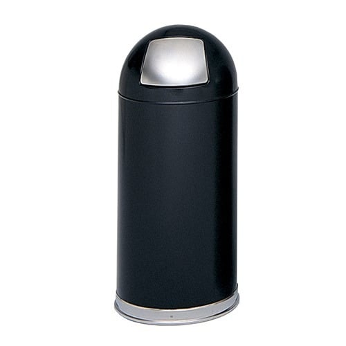 Safco Push Door Dome Top Receptacles 9636BL (Black)