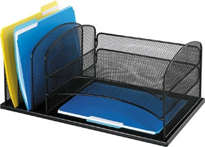 Safco Onyx Desk Organizer with 3 Horizontal and 3 Upright Sections 3254BL (Black)