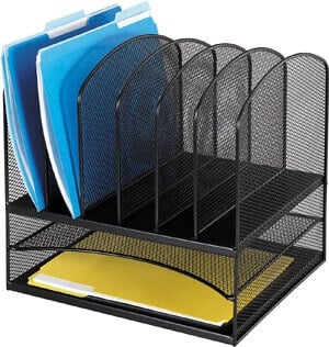 Safco Onyx Desk Organizer with 2 Horizontal and 6 Upright Sections 3255BL - Titan Tools Direct