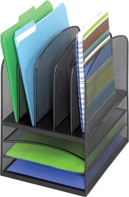 Safco Onyx Desk Organizer with 3 Horizontal and 5 Upright Sections 3266BL (Black)