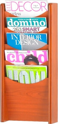 Safco 5-Pocket Wood Magazine Rack 4330CY (Cherry)