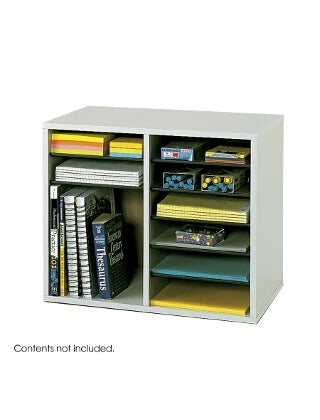 Safco Wood Adjustable Literature Organizer - 12 Compartment 9420GR (Gray)