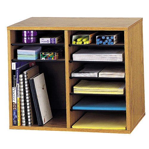 Safco Wood Adjustable Literature Organizer - 12 Compartment ES3837 9420MO - Titan Tools Direct