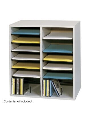 Safco Wood Adjustable Literature Organizer, 16 Compartment 9422GR (Gray)