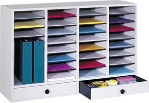 Safco Wood Adjustable Literature Organizer, 32 Compartment with Drawers 9494GR (Gray) ES3857 - Titan Tools Direct