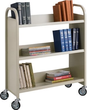 Safco Single Sided 3 Shelf Book Cart 5358SA (Sand)