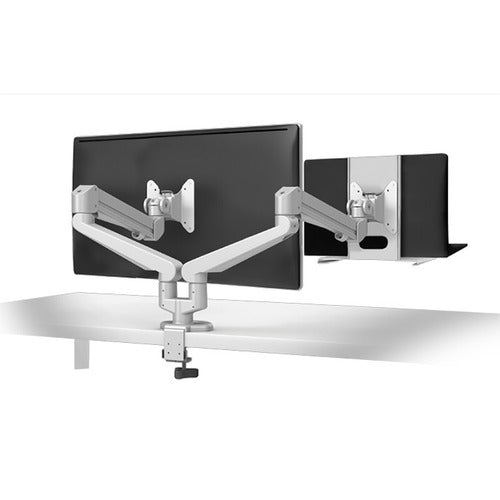 Fellowes Edge COMBO Series Dual Monitor Arm w/ Adjustable LTH-EDGE Laptop Tray, Silver - EDGE2-COMBO-SLV - Titan Tools Direct