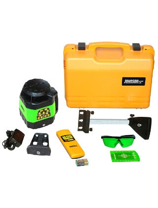 Johnson Level Electronic Self-Leveling Horizontal & Vertical Rotary Laser Kit with GreenBrite Technology - 40-6544