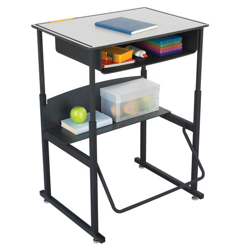Safco AlphaBetter 28" x 20" Height Adjustable Desk With Gray Premium Top and Book Box - 1204GR - Titan Tools Direct