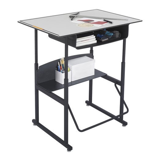 Safco AlphaBetter 36" x 24" Height Adjustable Desk with Beige Top and Book Box - 1207BE