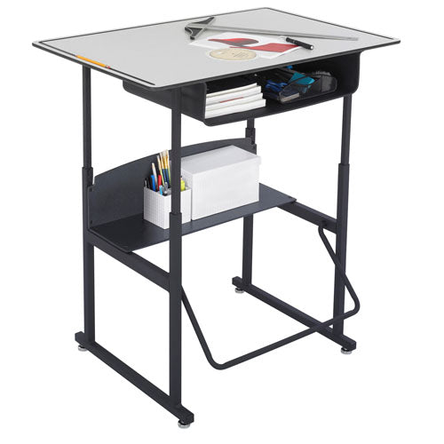 Safco AlphaBetter 36" x 24" Height Adjustable Desk with Gray Premium Top and Book Box - 1209GR - Titan Tools Direct