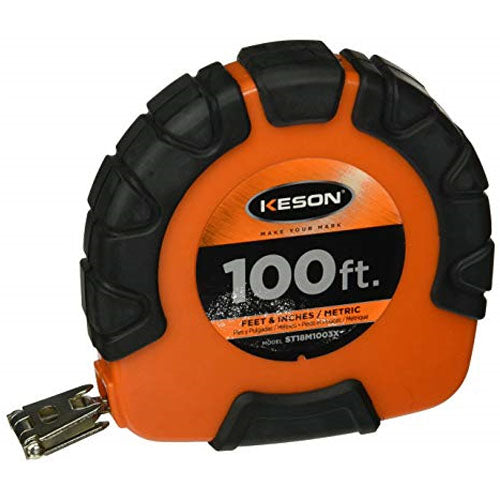 Keson ST3X Series 100'/30m Steel Blade Measuring Tape with Speed Rewind - ST18M1003X