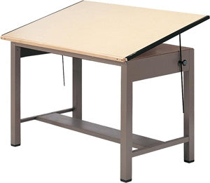 Mayline 7736 Ranger Steel Four-Post Drafting Table, 60 W x 37.5 D - Black Base with Birch Top